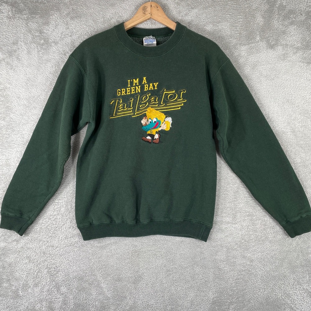 Vintage Green Bay Tailgator Sweatshirt Mens Medium Green NFL Crewneck Football